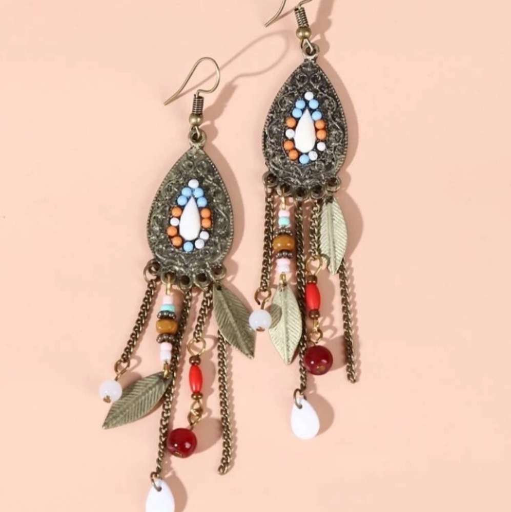 Dangling Boho Leaf Earrings
